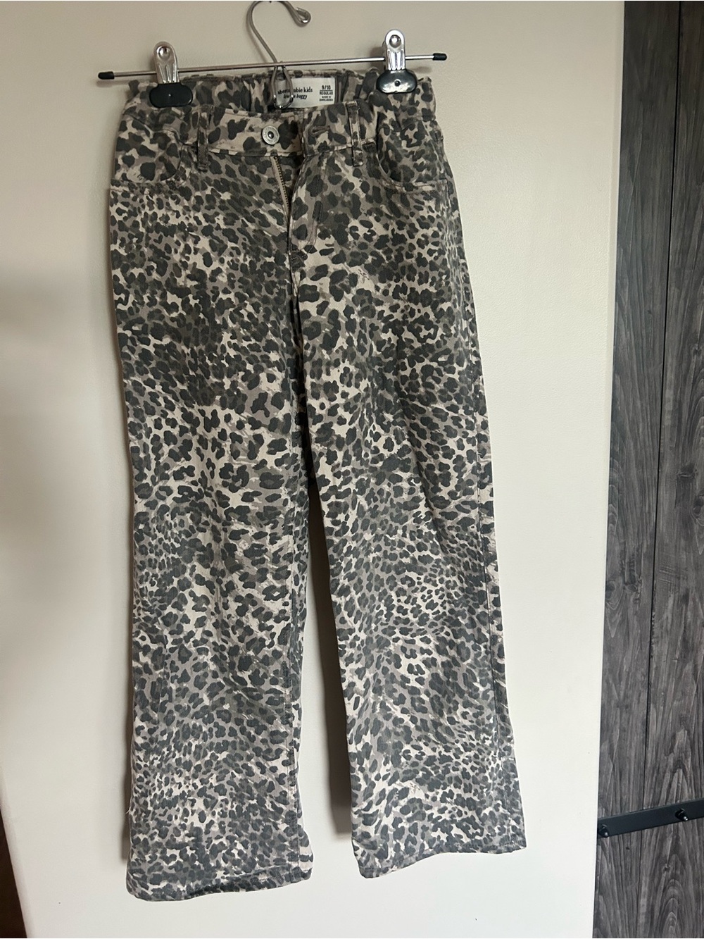 Girls Leopard Print Wide Leg Soft Denim Pants